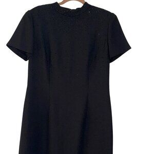 ADRIANNA PAPELL Womens Black Short Sleeve Sheath Dress Rhinstones Size‎ 12